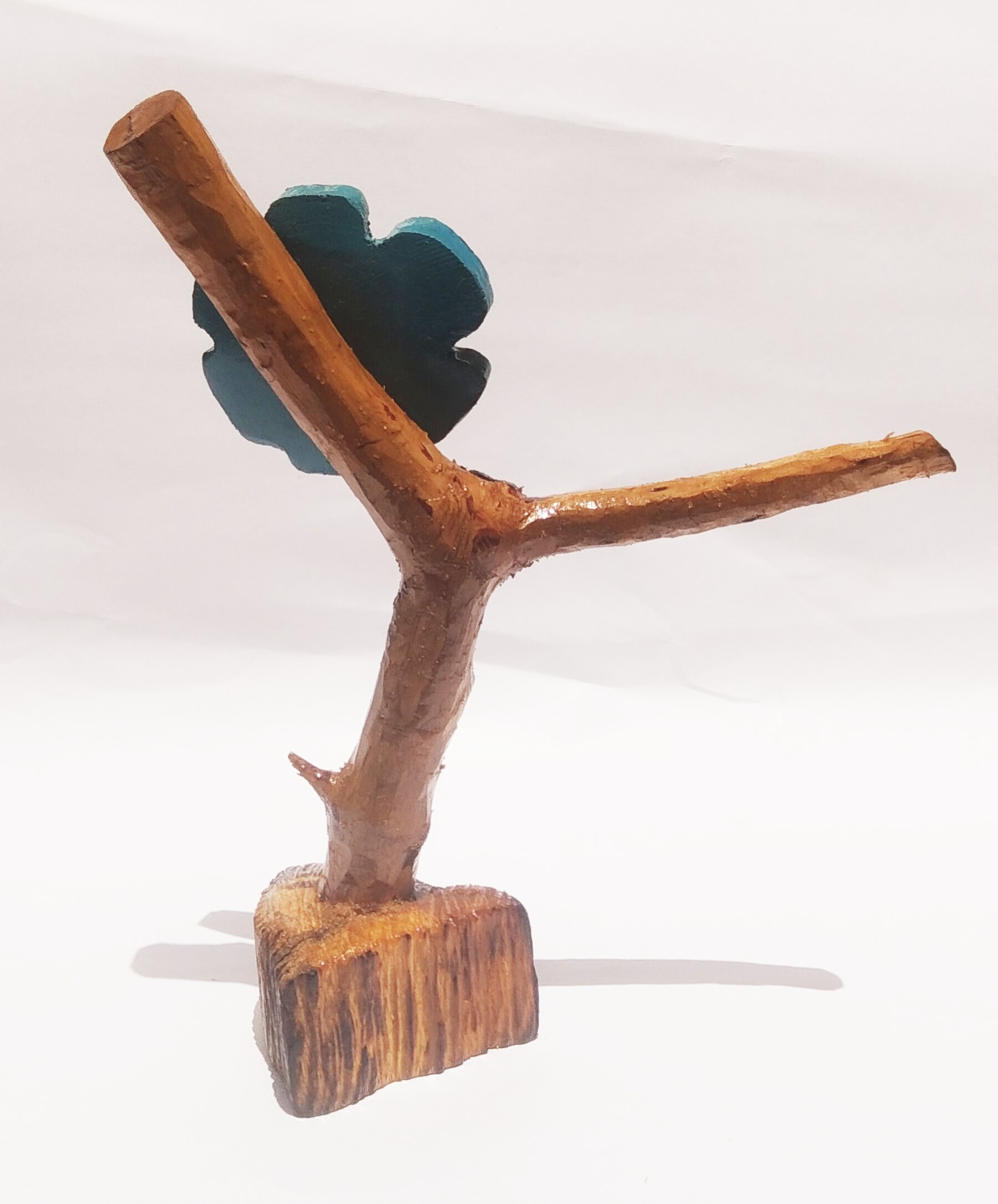 Handmade Blue Flower Wooden Branch Showpiece - Image 2