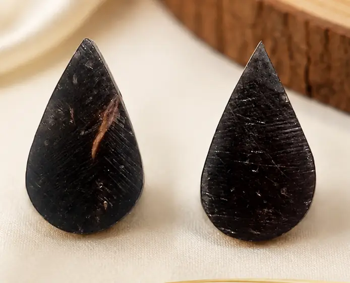 Handmade Coconut Shell Petal Drop Earrings - Handcrafted Product