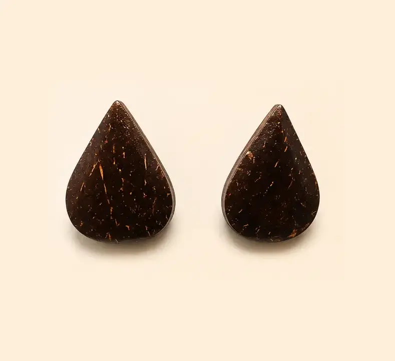 Handmade Coconut Shell Drop Earrings - Handcrafted Product