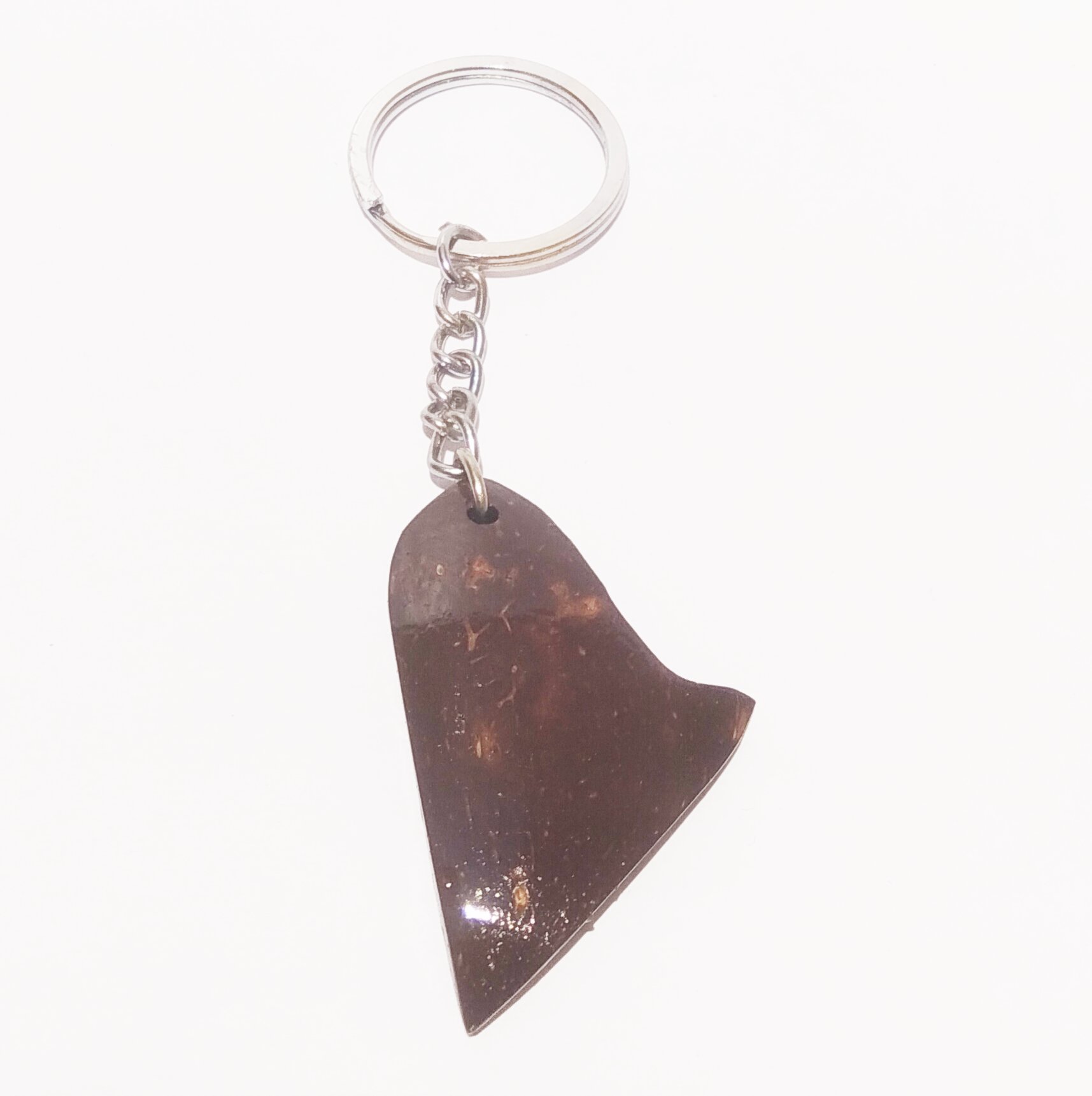 Handmade Coconut Shell Keychain - Bird Feather (Style 2) - Handcrafted Product