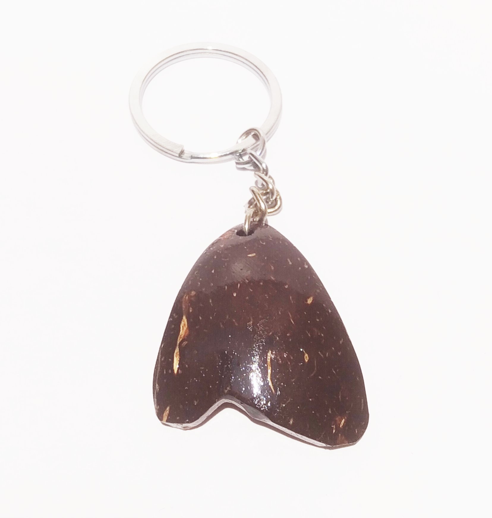 Handmade Coconut Shell Keychain - Bird Feather (Style 3) - Handcrafted Product