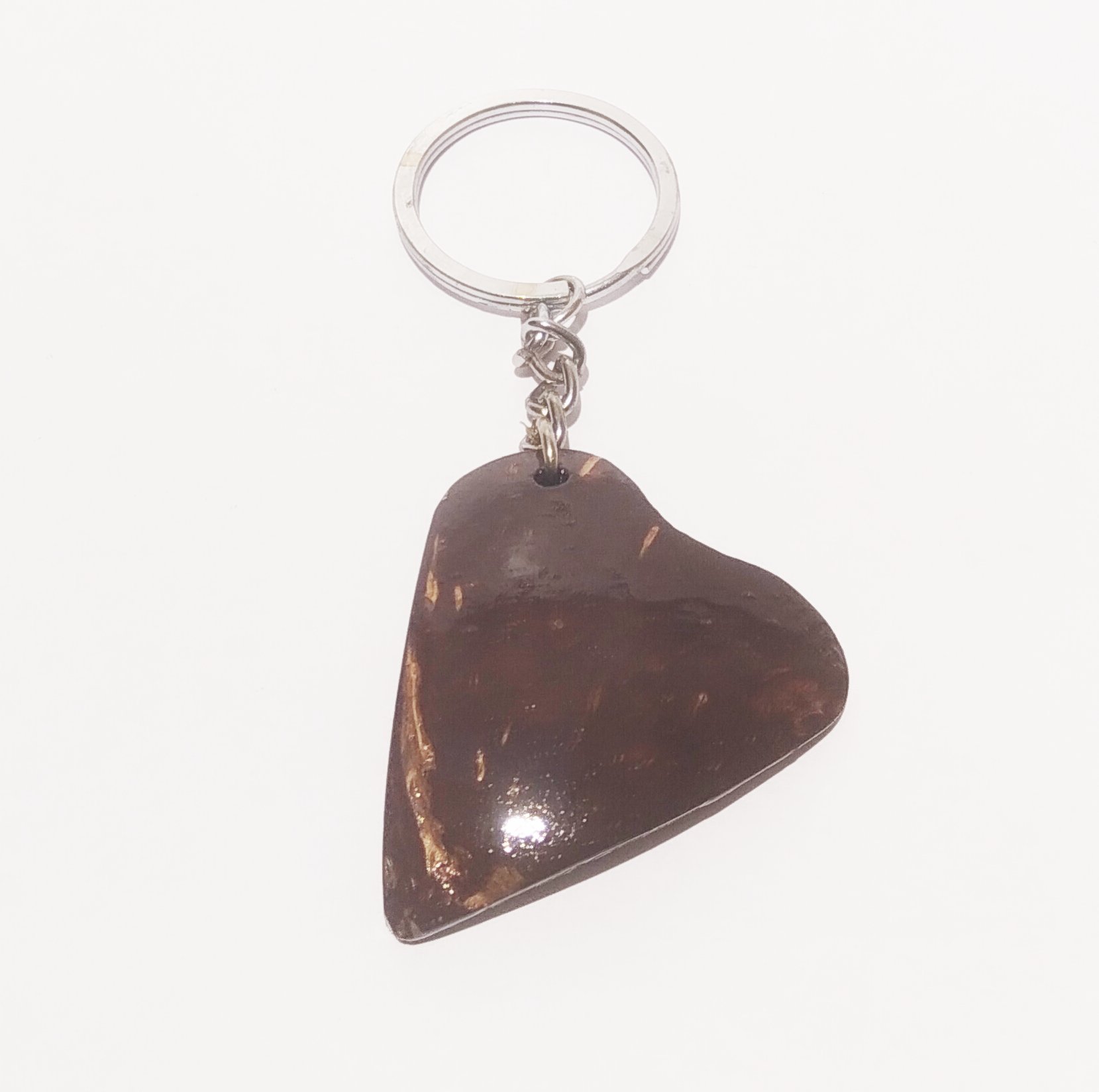 Handmade Coconut Shell Keychain - Bird Feather (Style 1) - Handcrafted Product