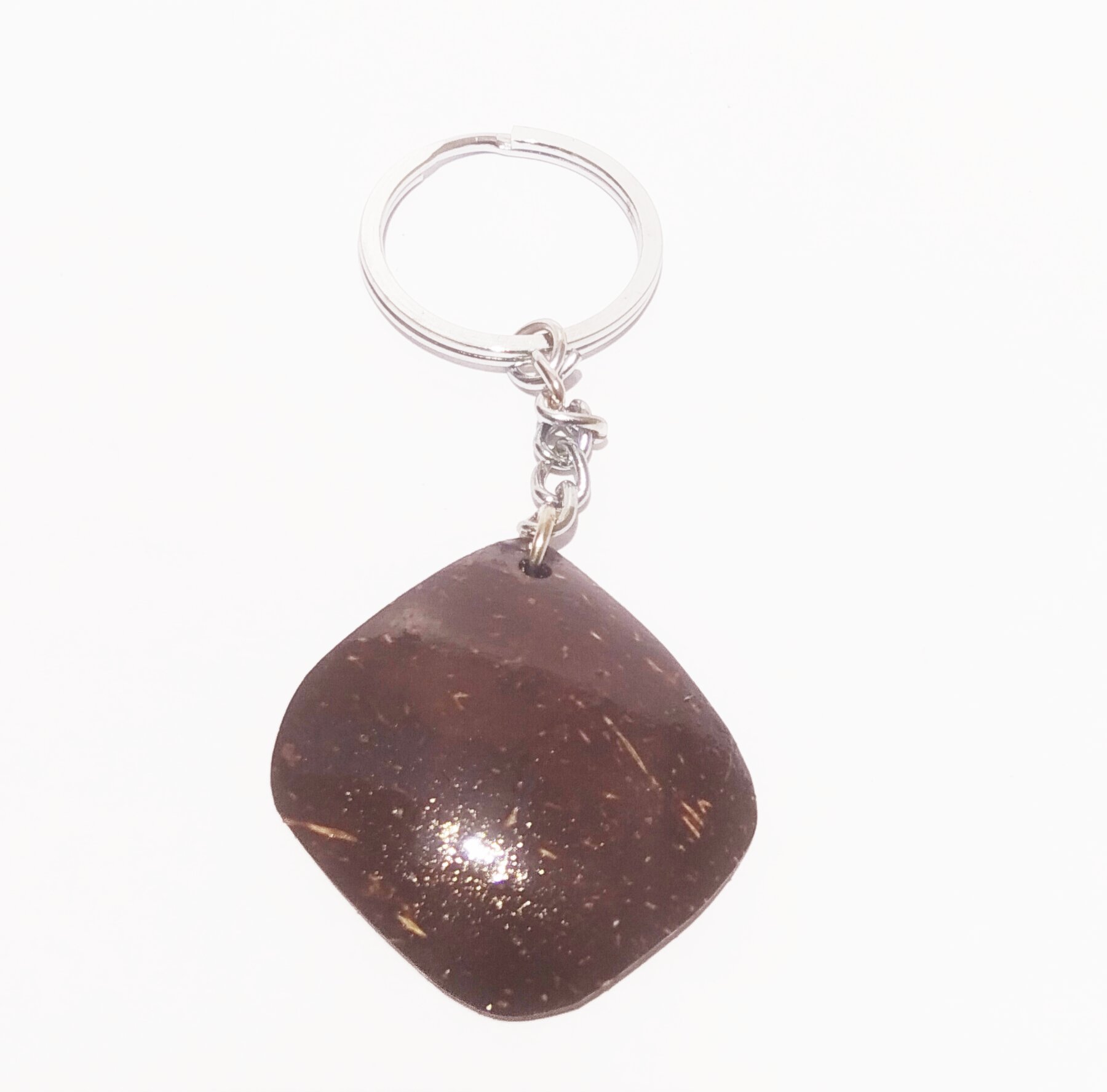 Handmade Coconut Shell Keychain - Diamond - Handcrafted Product