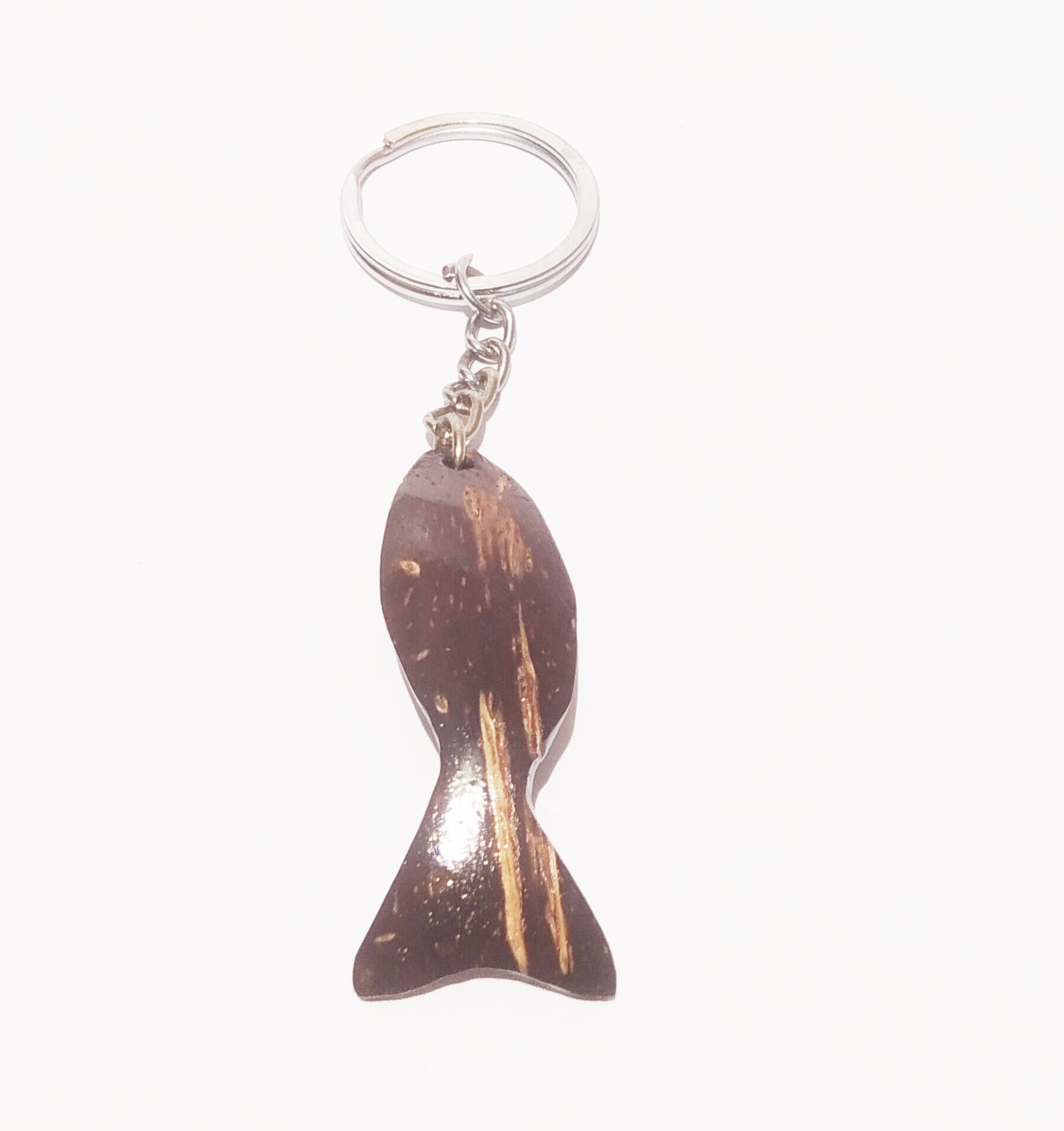 Handmade Coconut Shell Keychain - Fish - Handcrafted Product