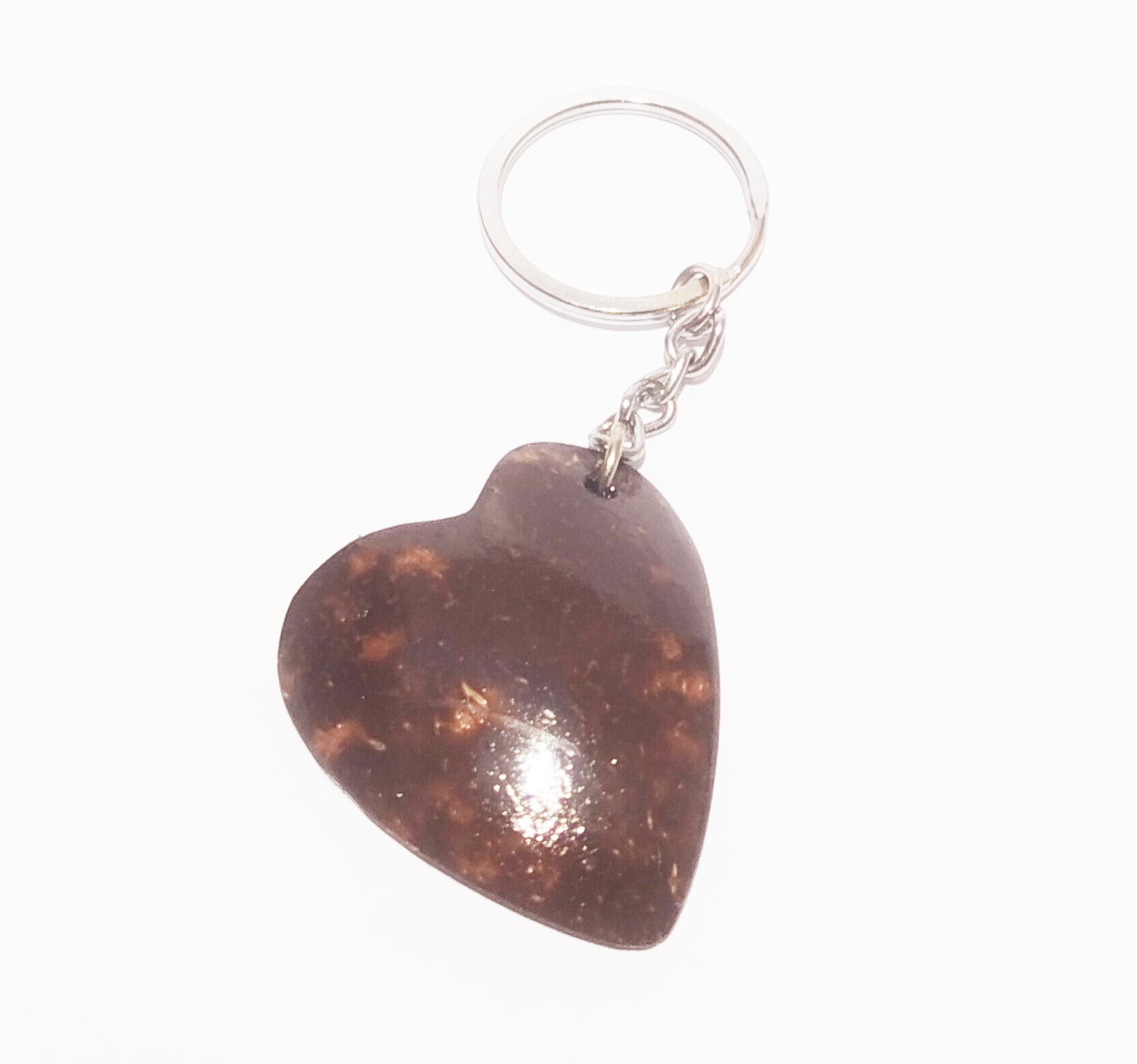 Handmade Coconut Shell Keychain - Heart (Style 2) - Handcrafted Product