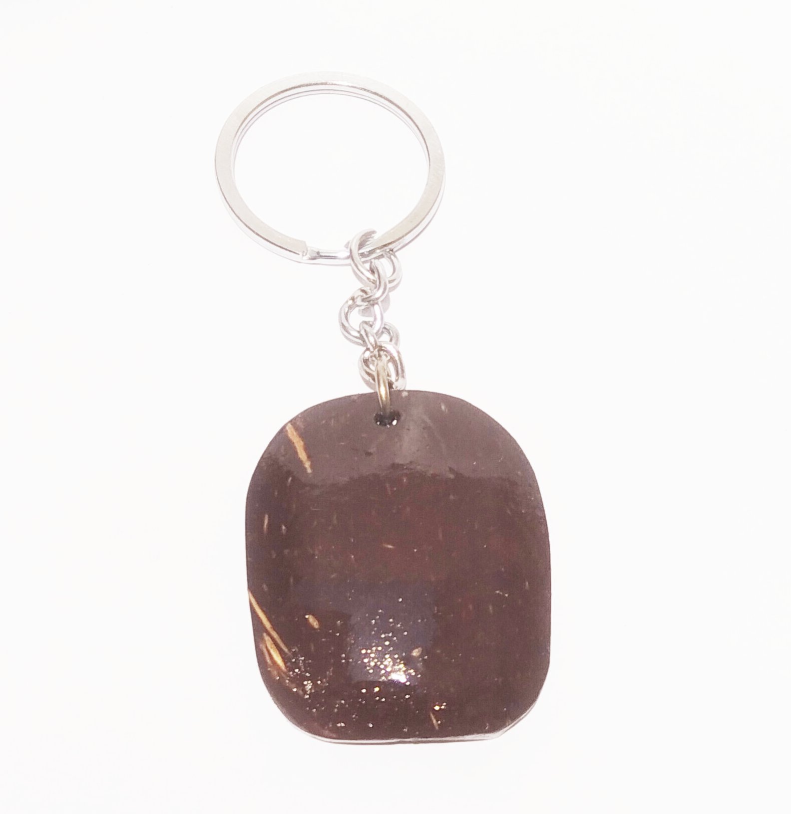 Handmade Coconut Shell Keychain - Square - Handcrafted Product