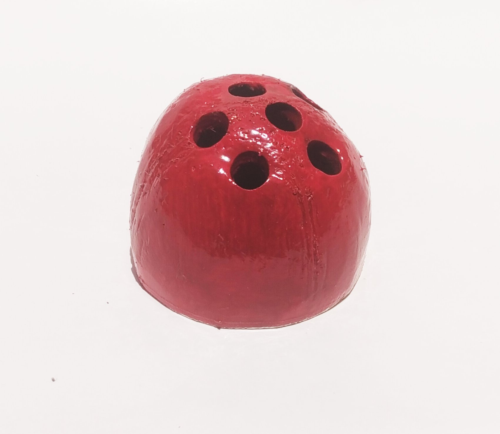 Handmade Coconut Shell Mini Pen Stand - Red (Style 2) - Image 2