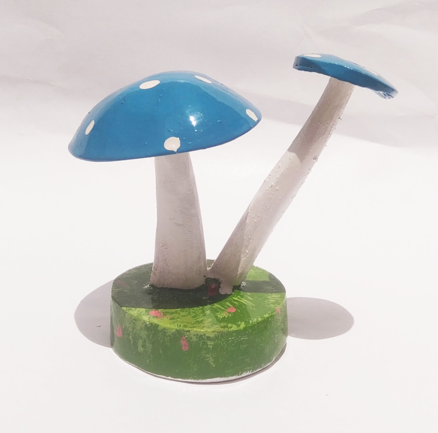Handmade Coconut Shell Mushroom Decor - Blue (Style 2) - Image 2