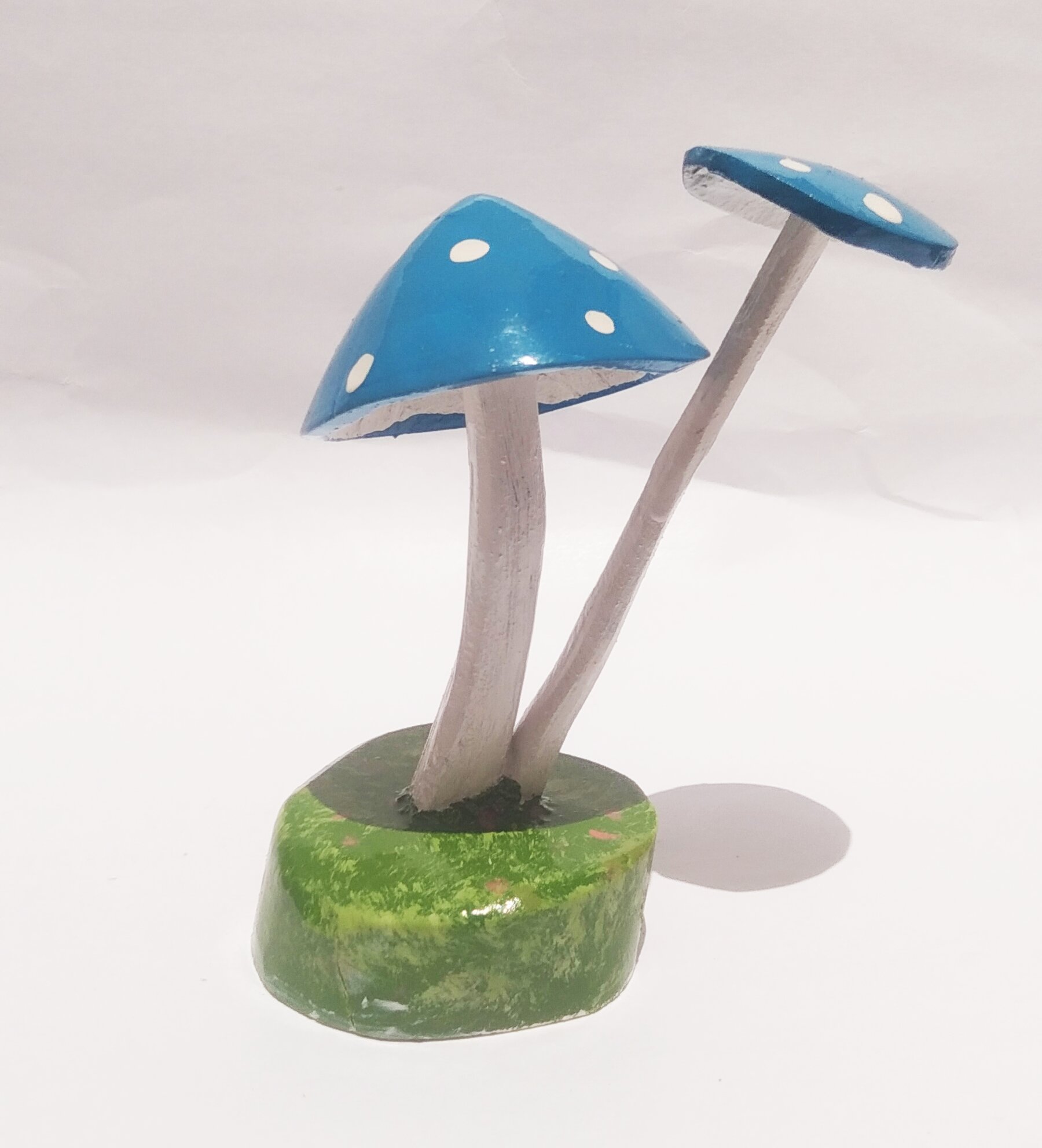 Handmade Coconut Shell Mushroom Decor - Blue (Style 1) - Image 2