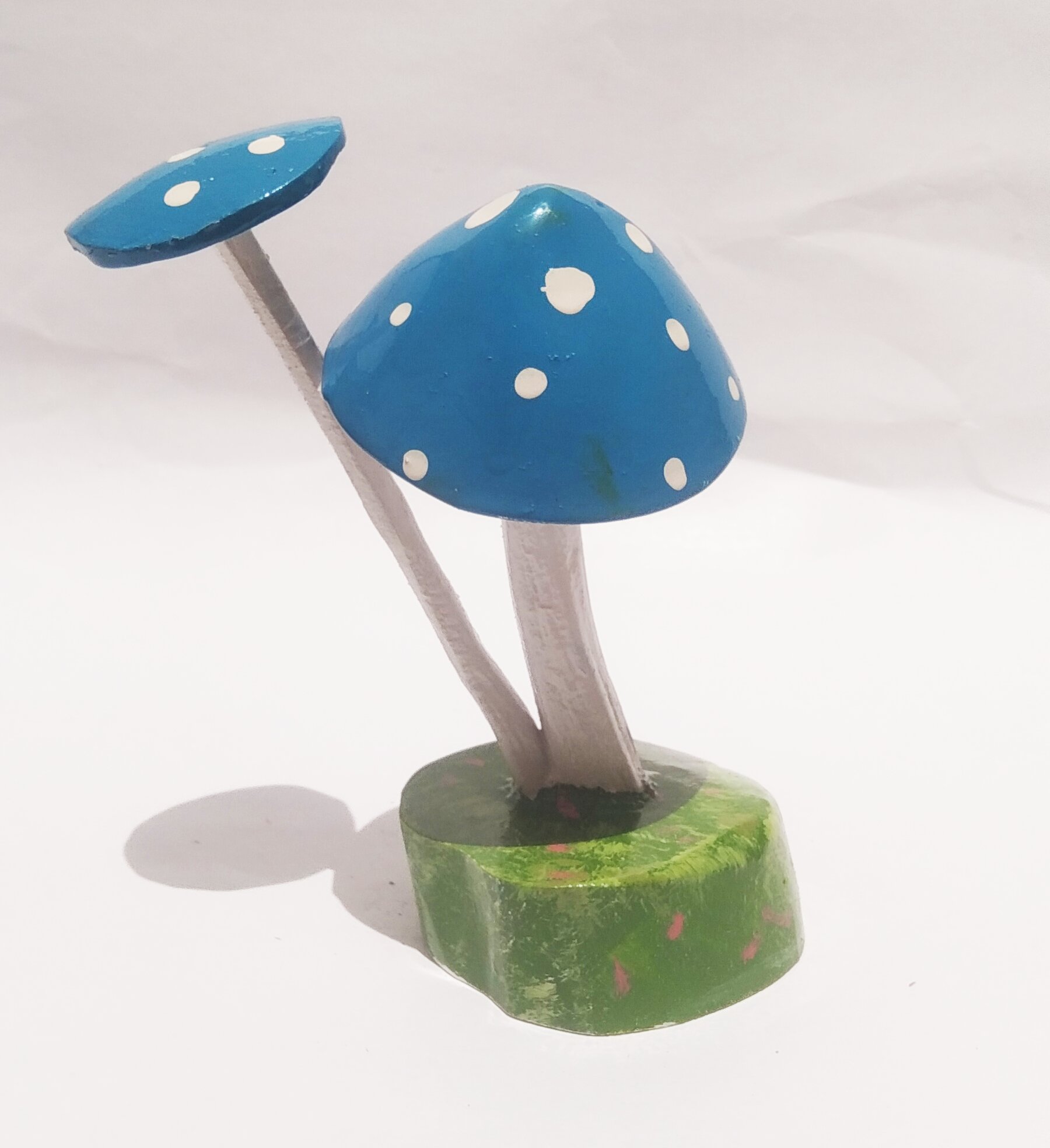Handmade Coconut Shell Mushroom Decor - Blue (Style 1) - Handcrafted Product