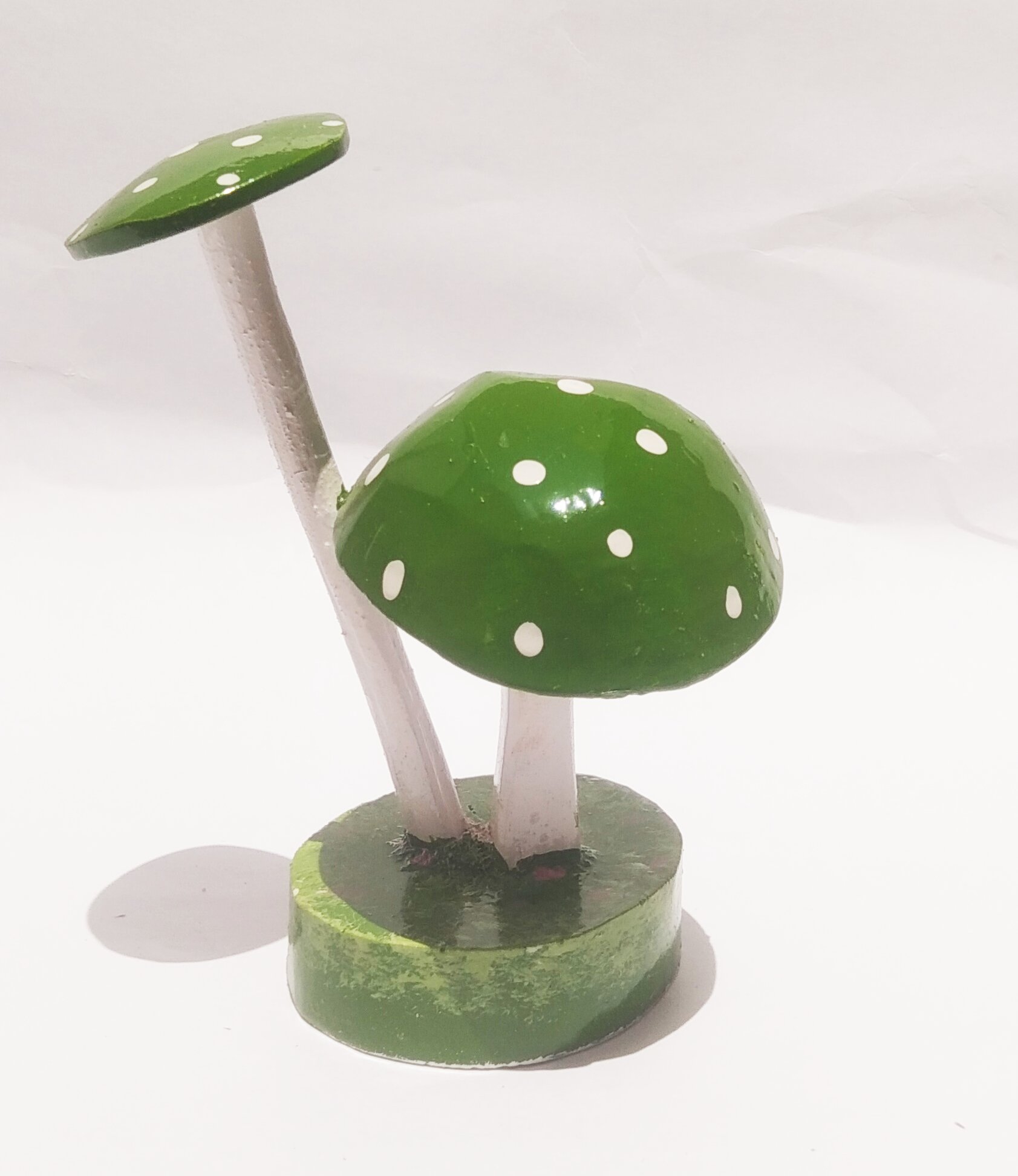 Handmade Coconut Shell Mushroom Decor - Green - Handcrafted Product