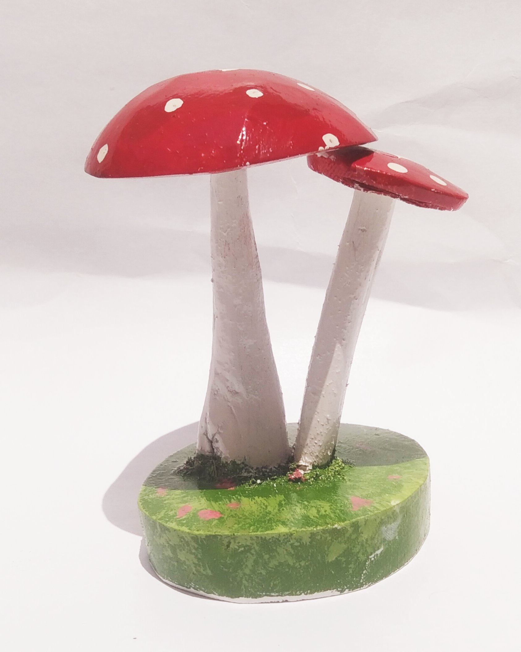 Handmade Coconut Shell Mushroom Decor - Red (Style 3) - Image 2