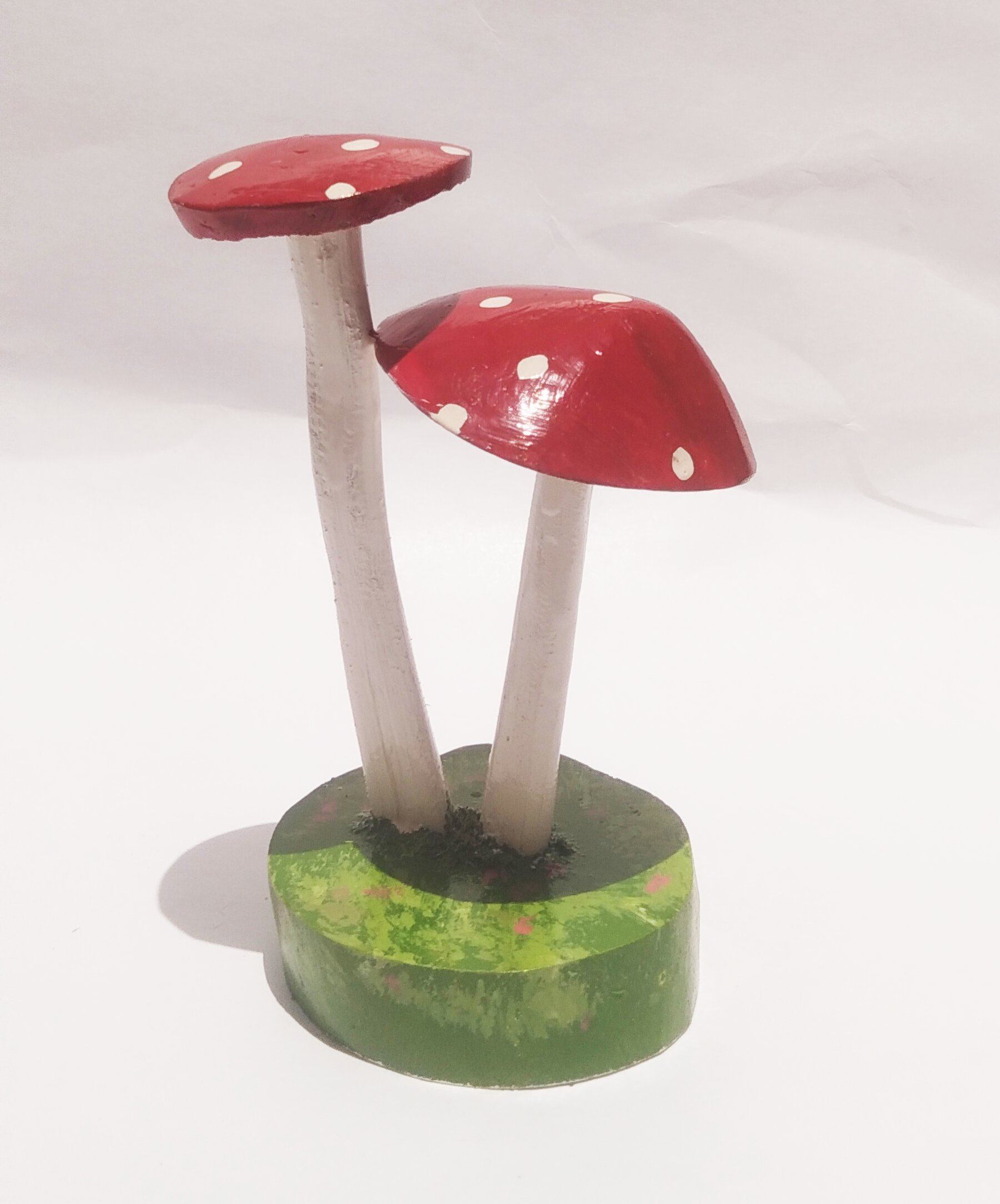 Handmade Coconut Shell Mushroom Decor - Red (Style 2) - Handcrafted Product