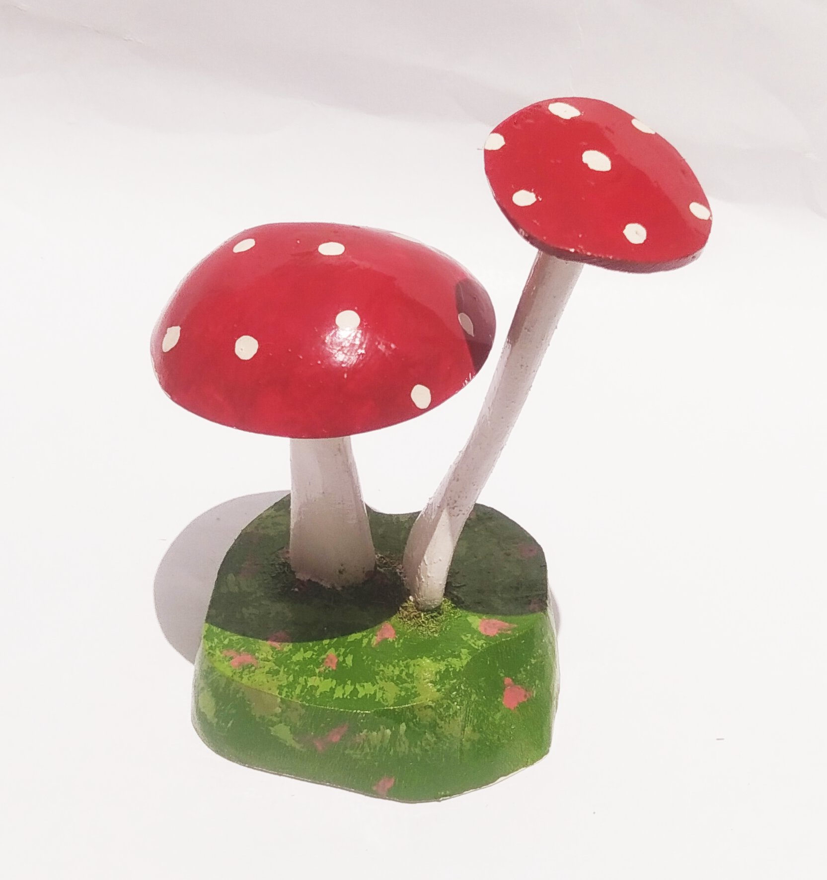 Handmade Coconut Shell Mushroom Decor - Red (Style 1) - Handcrafted Product