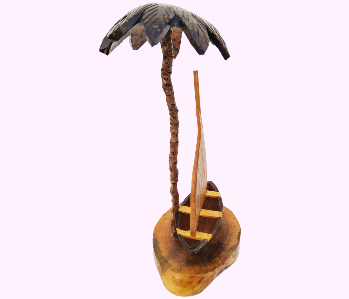 Handmade Coconut Shell Sailboat Under Coconut Tree & Nautical Home Decor - Image 2