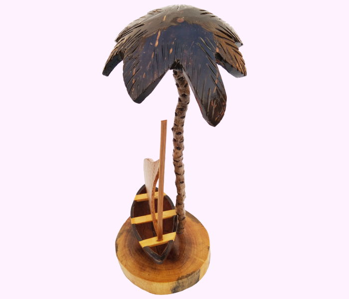 Handmade Coconut Shell Sailboat Under Coconut Tree & Nautical Home Decor - Image 3