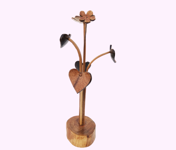 Handmade Heart Shape Leaf & Star Flower Plant Made With Coconut Shell & Unique Natural Home Decor - Image 2