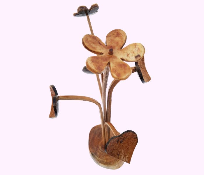 Handmade Heart Shape Leaf & Star Flower Plant Made With Coconut Shell & Unique Natural Home Decor - Image 3