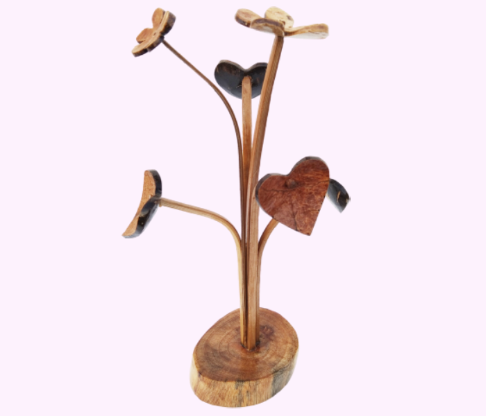 Handmade Heart Shape Leaf & Star Flower Plant Made With Coconut Shell & Unique Natural Home Decor - Handcrafted Product