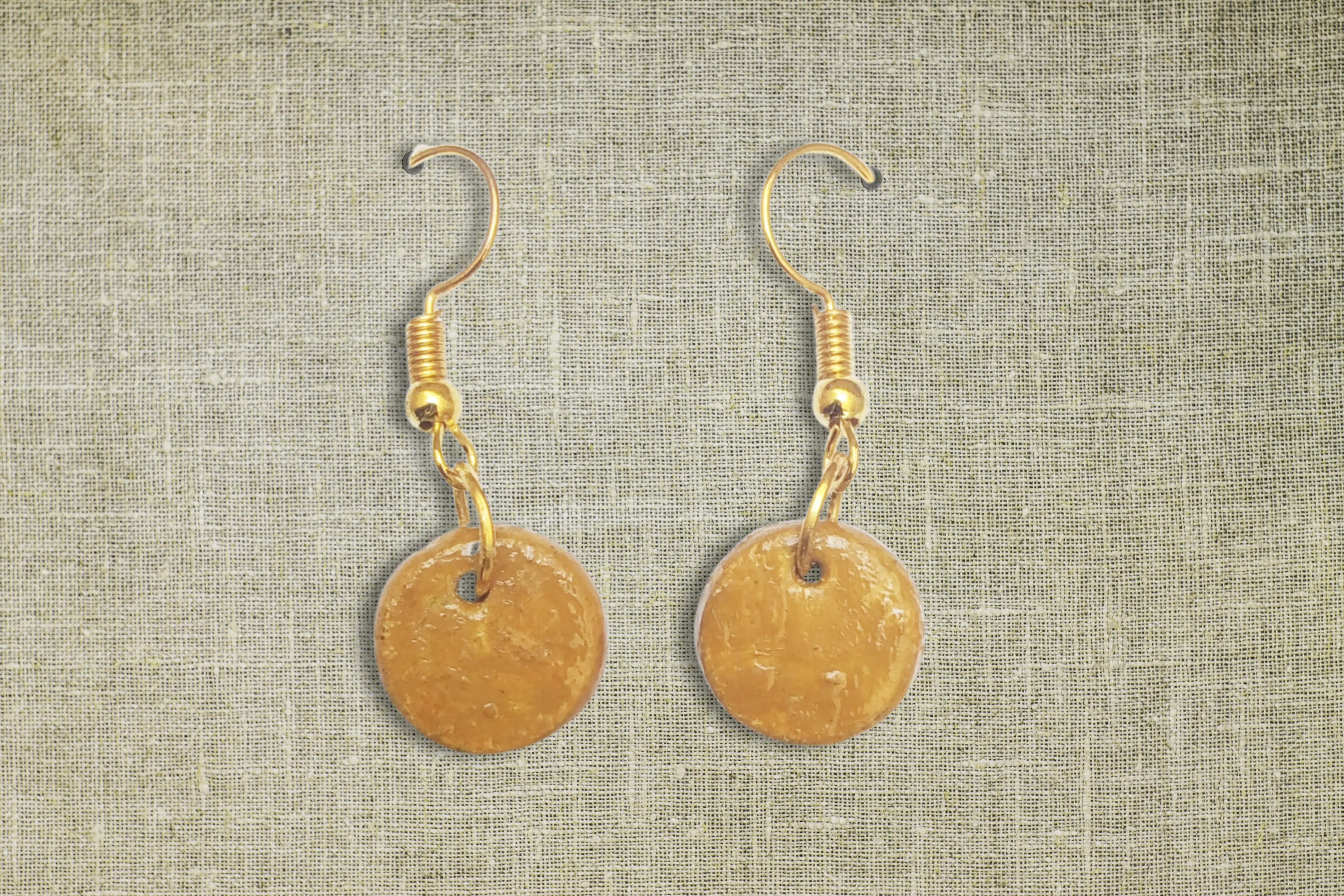 Terracotta Circle Stud Earrings - Natural Brown - Handcrafted Product
