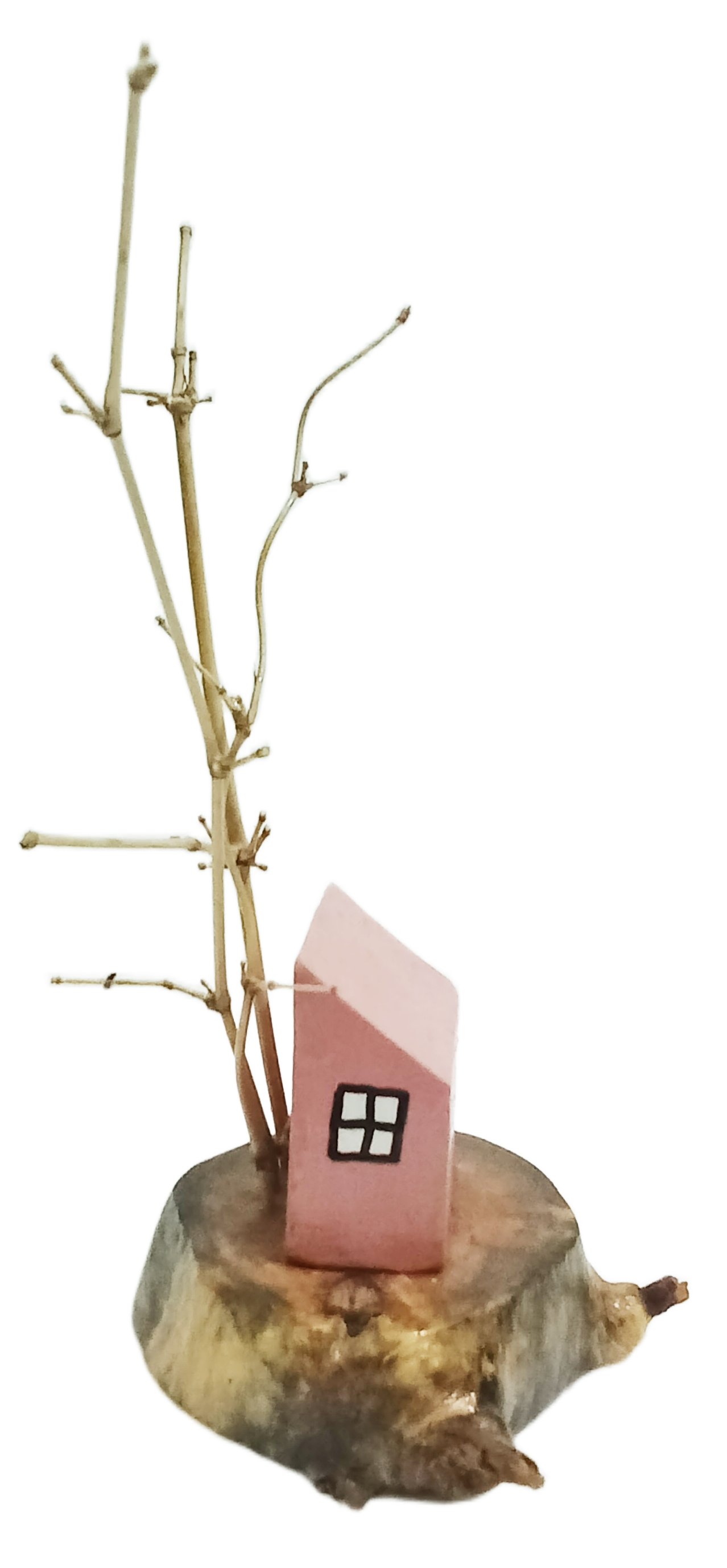 Handcrafted Wooden Pink House Showpiece | Unique Eco-Friendly Home Decor - Image 3