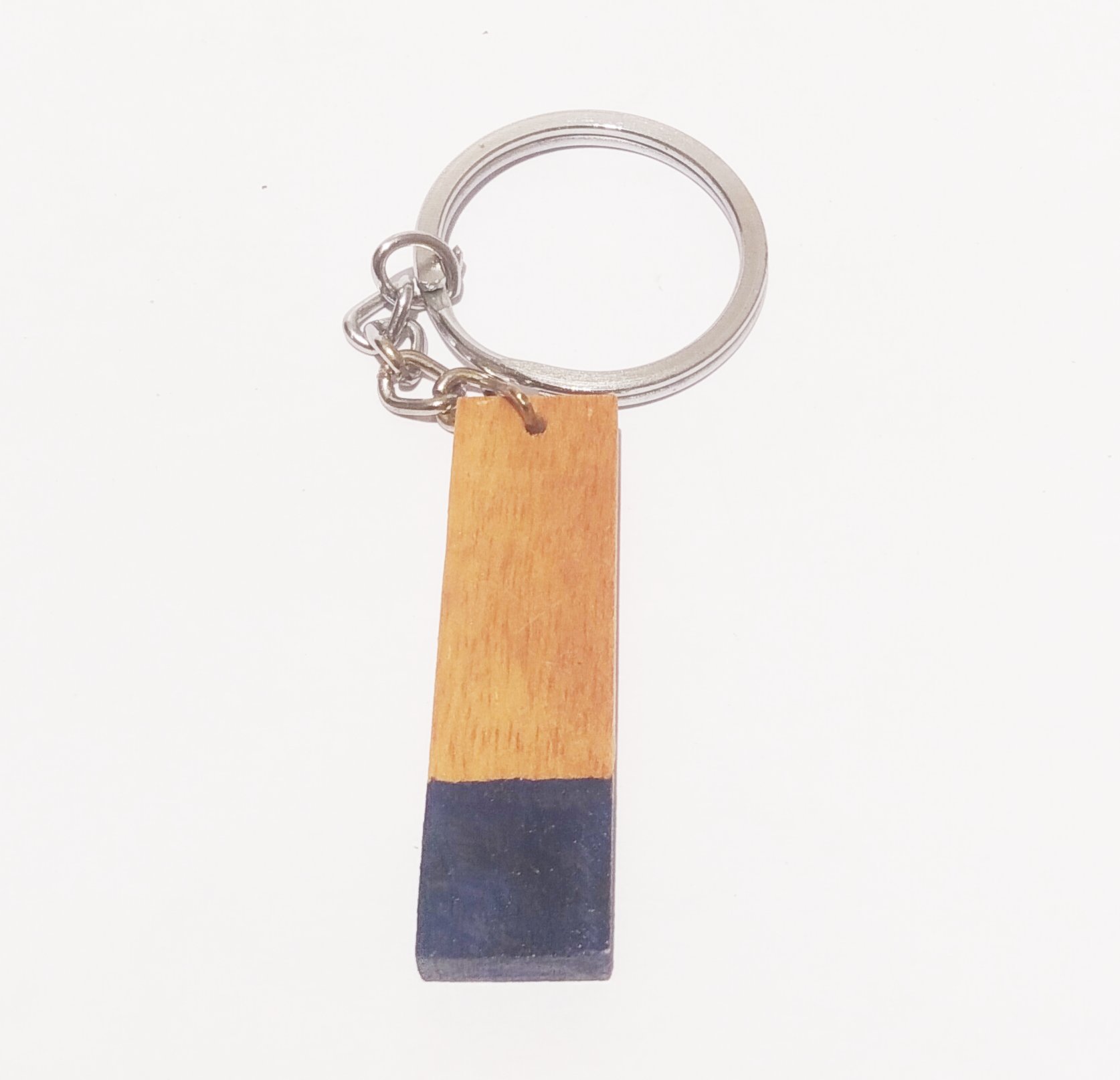 Handmade Wooden Keychain - Blue Bar - Handcrafted Product
