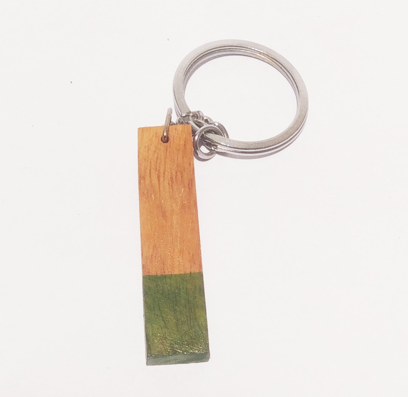 Handmade Wooden Keychain - Green Bar - Handcrafted Product