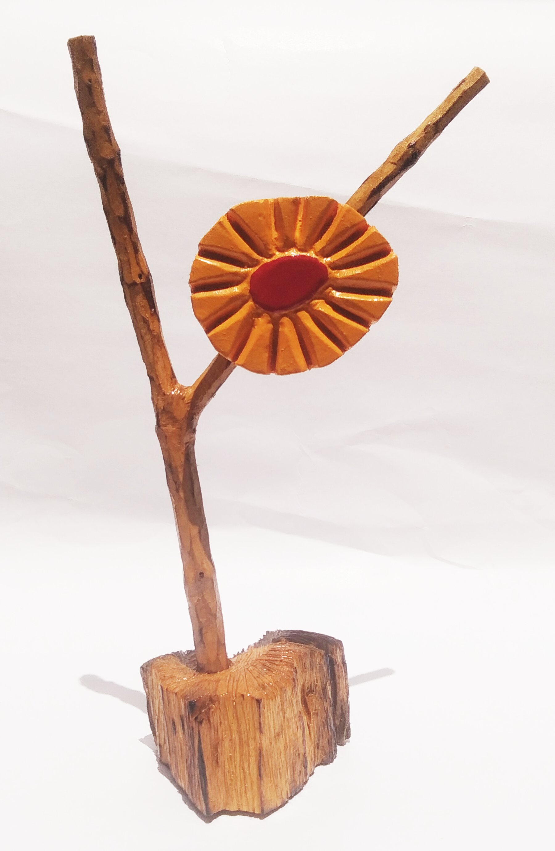 Handmade Yellow Sunflower Wooden Branch Showpiece - Image 1